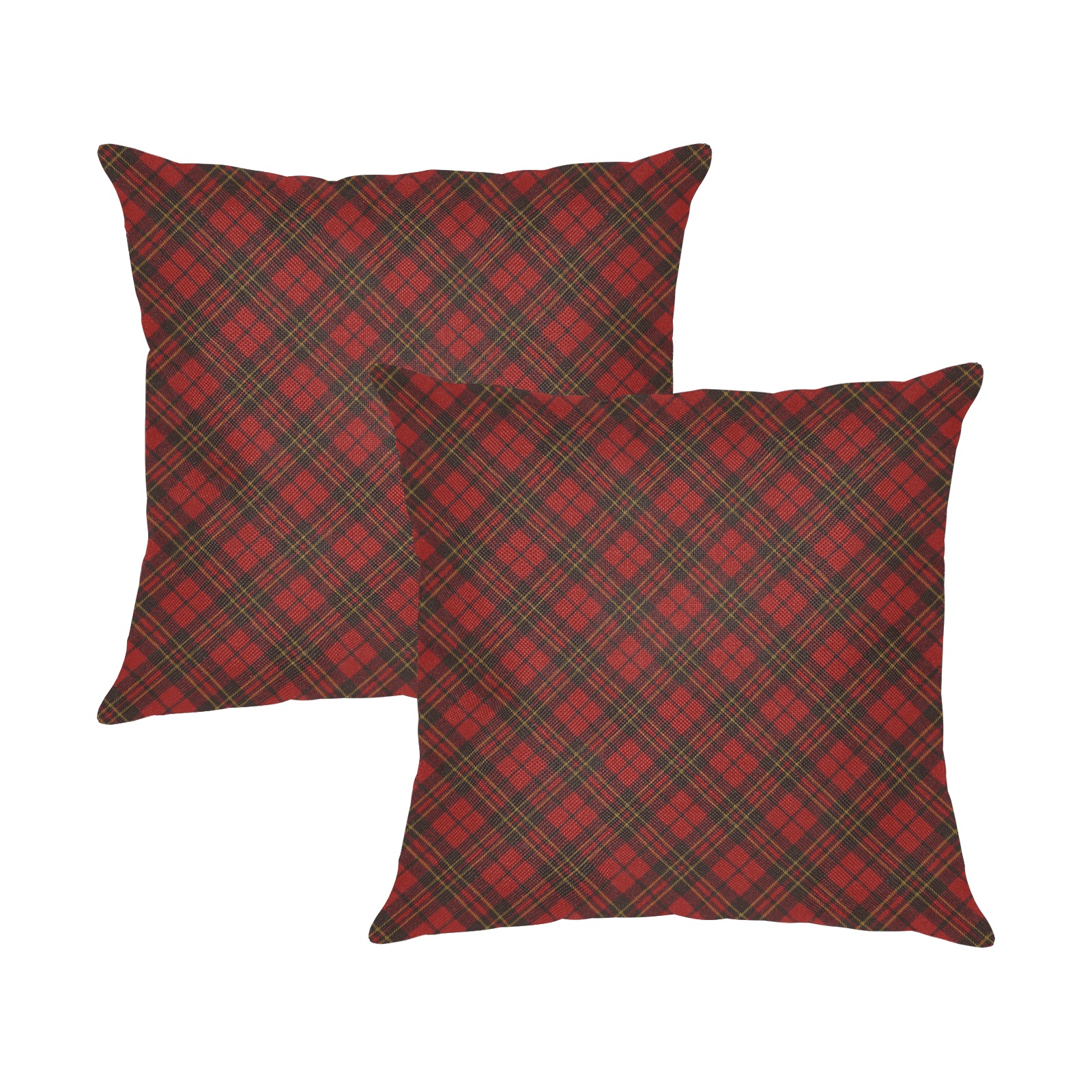 Red tartan plaid winter Christmas pattern holidays Linen Zippered Pillowcase 18"x18"(Two Sides&Pack of 2)