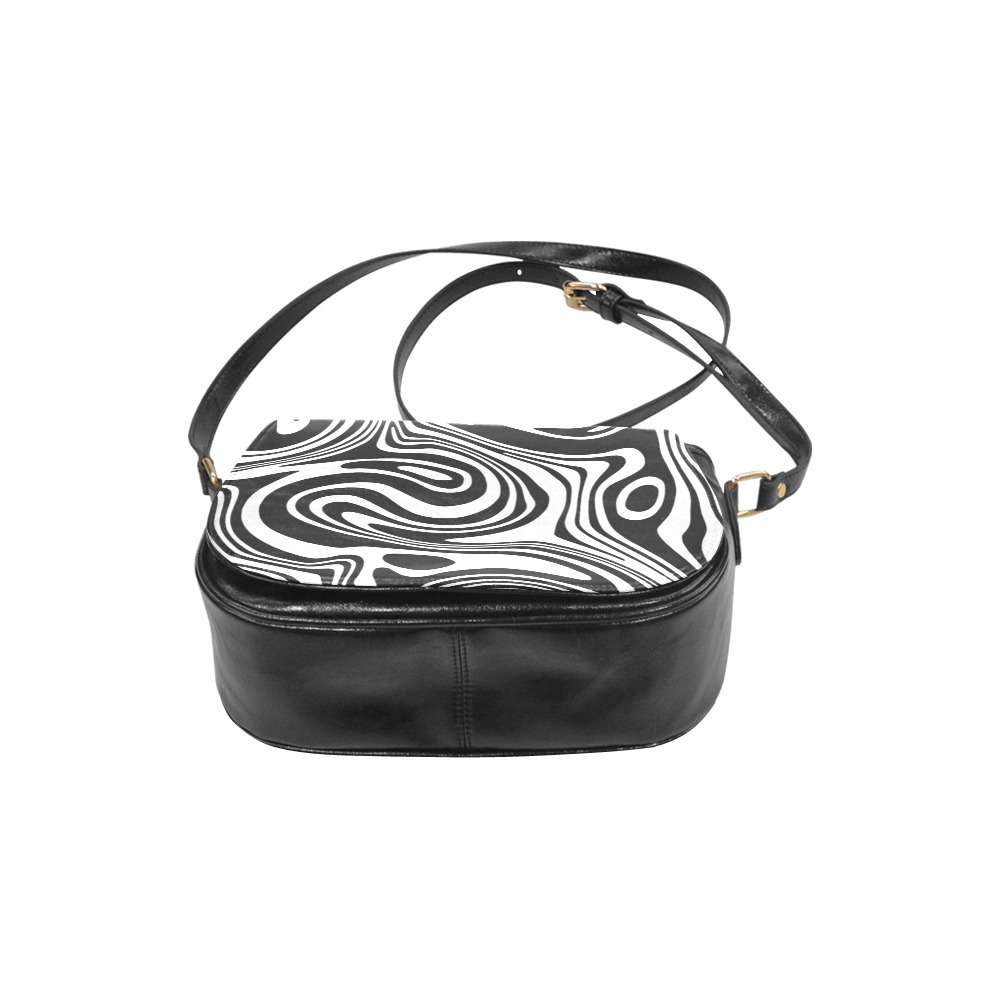 Black and White Marble Classic Saddle Bag/Large (Model 1648)