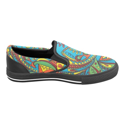 Euphoric Black Women's Slip-on Canvas Shoes (Model 019)