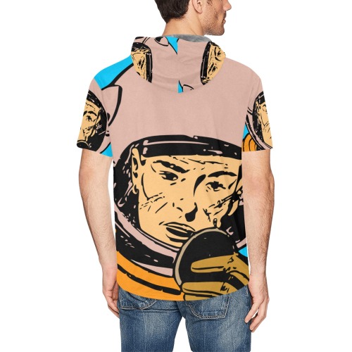 astronaut All Over Print Short Sleeve Hoodie for Men (Model H32)