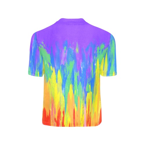 Flames Paint Abstract Purple Little Boys' All Over Print Crew Neck T-Shirt (Model T40-2)
