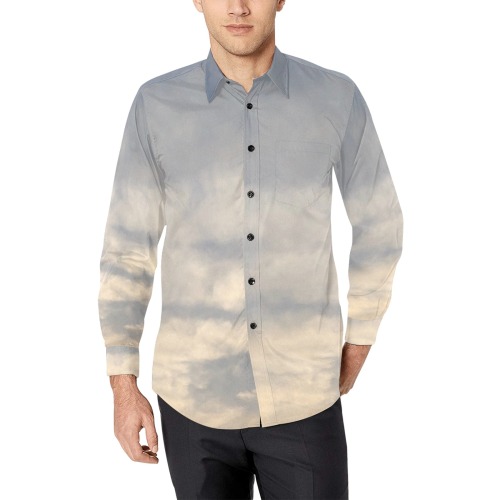 Rippled Cloud Collection Men's All Over Print Casual Dress Shirt (Model T61)