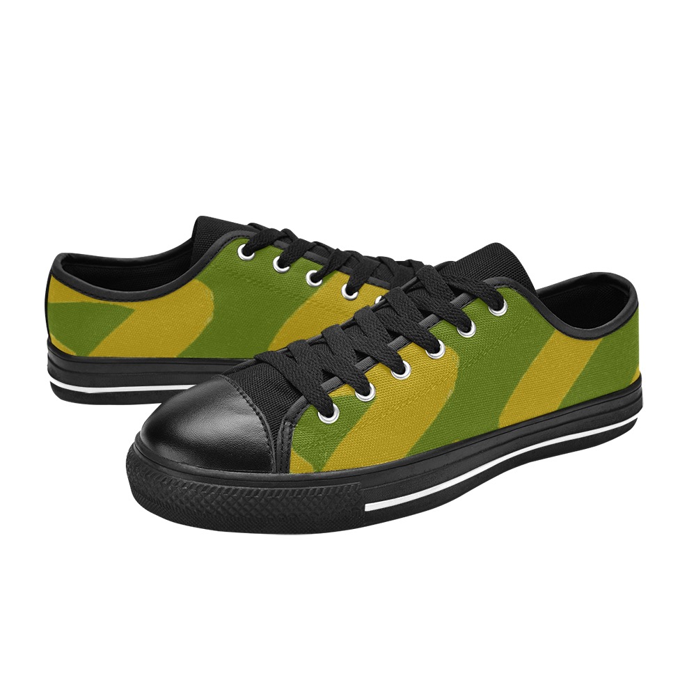 Tribal Gold and Green Women's Classic Canvas Shoes (Model 018)