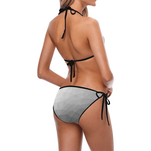 Grey Gradient Geometric Mesh Pattern Custom Bikini Swimsuit (Model S01)