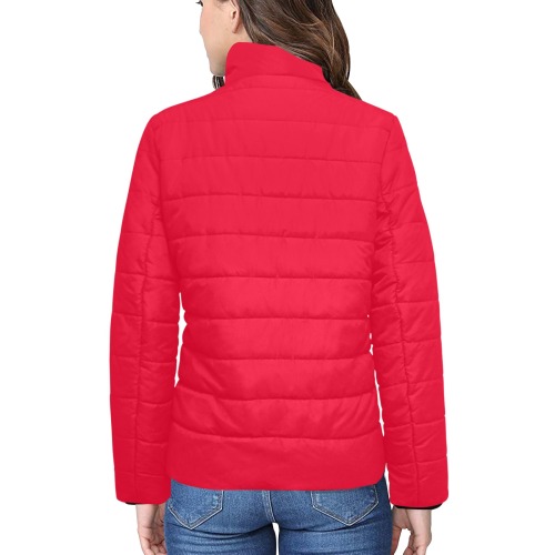 color Spanish red Women's Stand Collar Padded Jacket (Model H41)