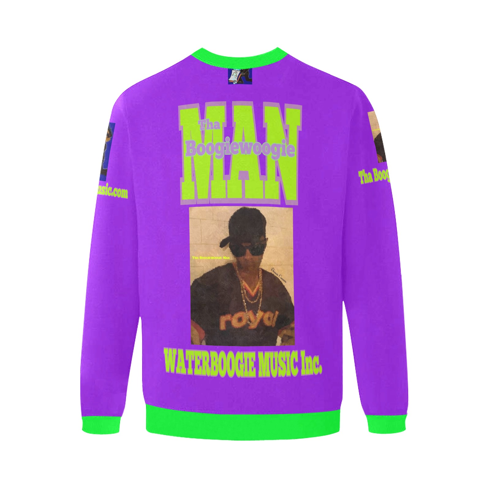 Tha Boogiewoogie Man - Purple & Neon Sweatshirt Men's Oversized Fleece Crew Sweatshirt (Model H18)