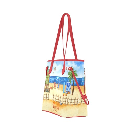 RED BEACH SCENE TOTE Clover Canvas Tote Bag (Model 1661)