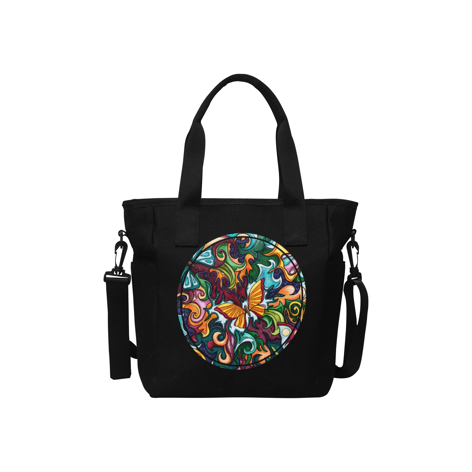 butterflies Insulated Tote Bag with Shoulder Strap (Model 1724)