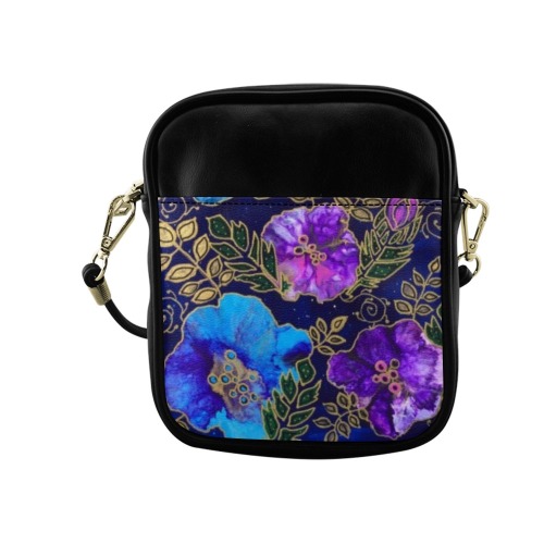 Dark Blue Floral Sling Bag (Model 1627)