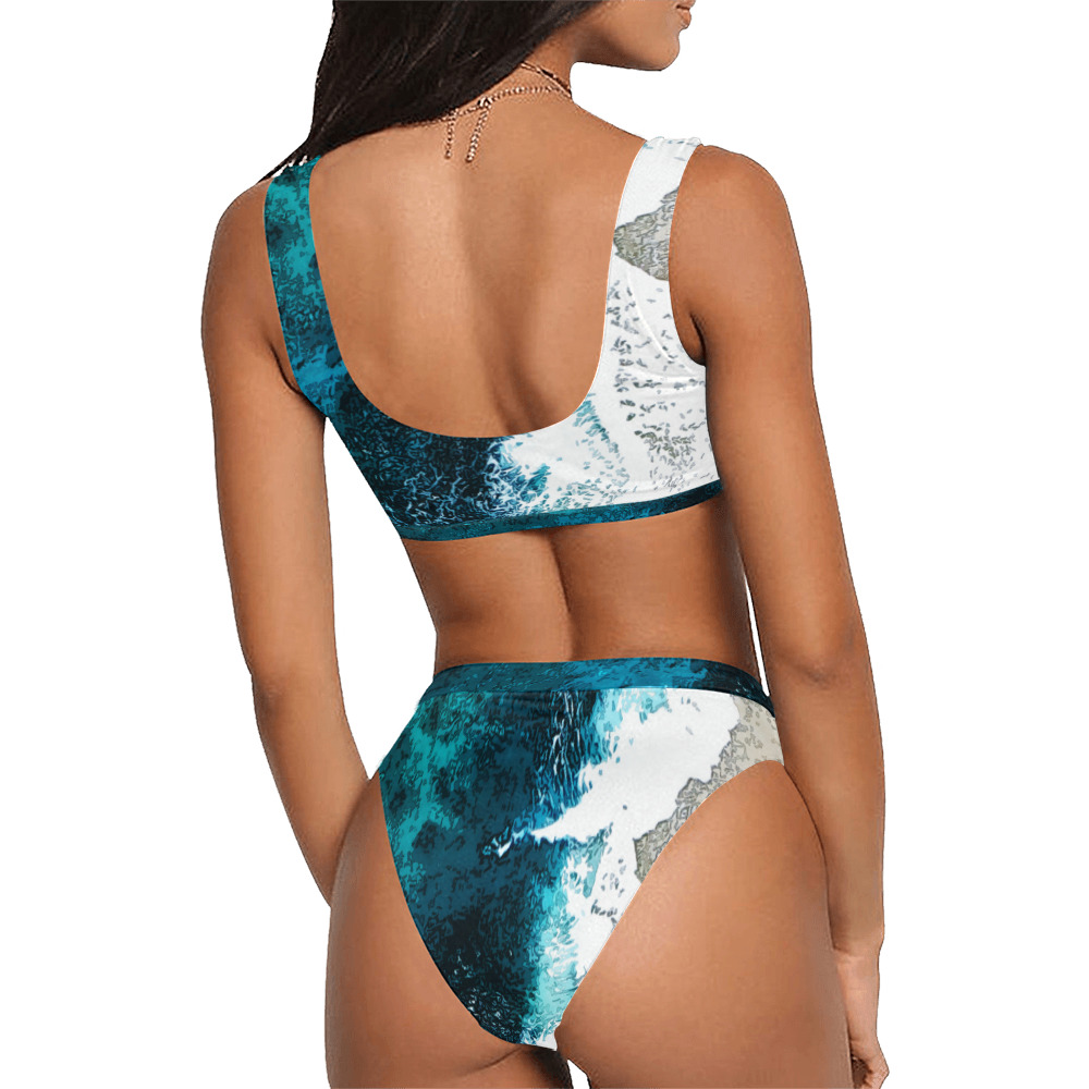 Ocean And Beach Sport Top & High-Waisted Bikini Swimsuit (Model S07)