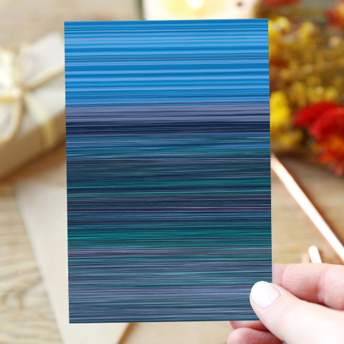 Abstract Blue Horizontal Stripes Greeting Card 4"x6"