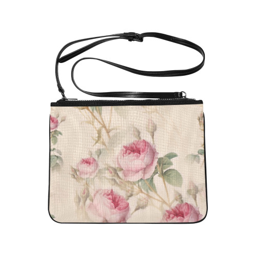 Vintage Pink Rose Garden Pattern Slim Clutch Bag (Model 1668)