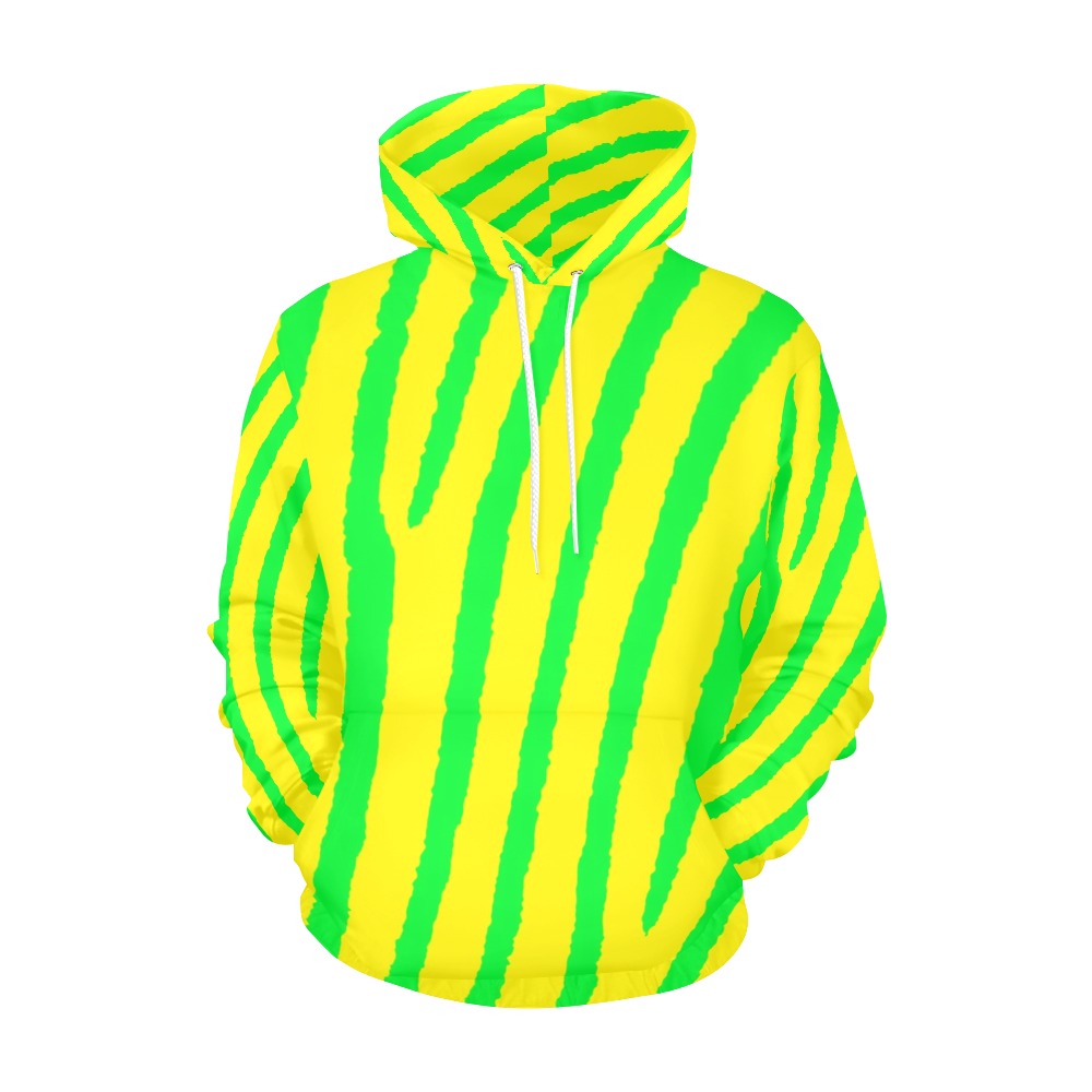 Zebra Print (Yellow & Green) All Over Print Hoodie for Women (USA Size) (Model H13)