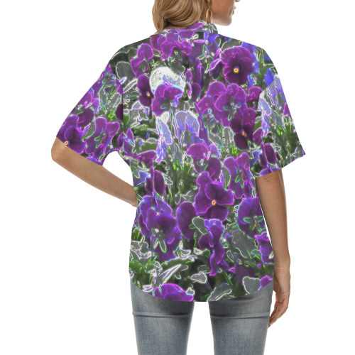 Field Of Purple Flowers 8420 All Over Print Hawaiian Shirt for Women (Model T58)