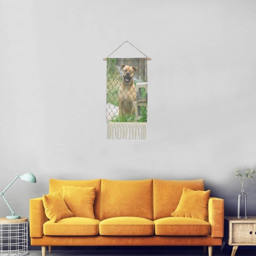 A Smiling Dog Linen Hanging Poster