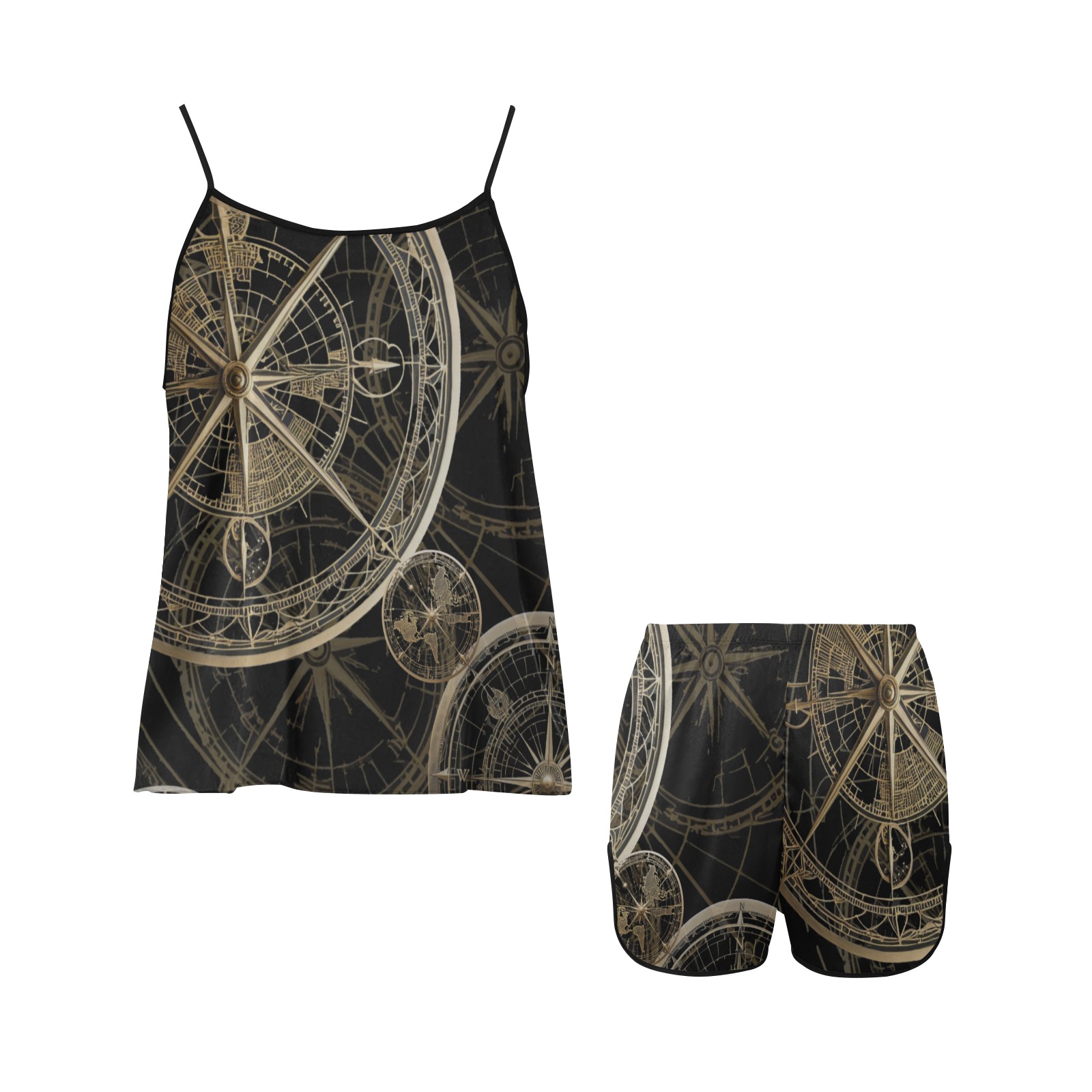 Compass short sleeve PJ set Women's Spaghetti Strap Short Pajama Set