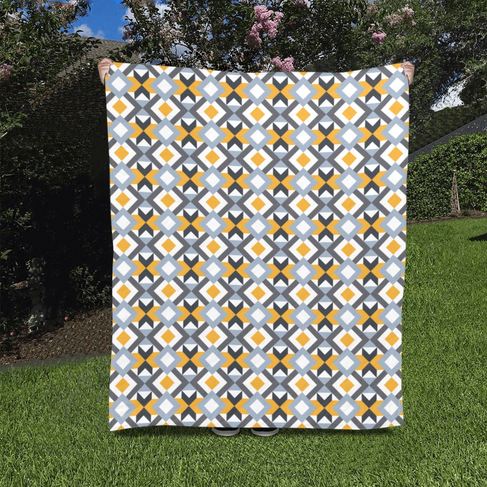Retro Angles Abstract Geometric Pattern Quilt 50"x60"