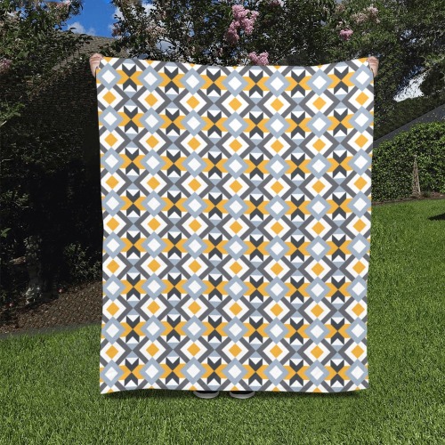 Retro Angles Abstract Geometric Pattern Quilt 50"x60"
