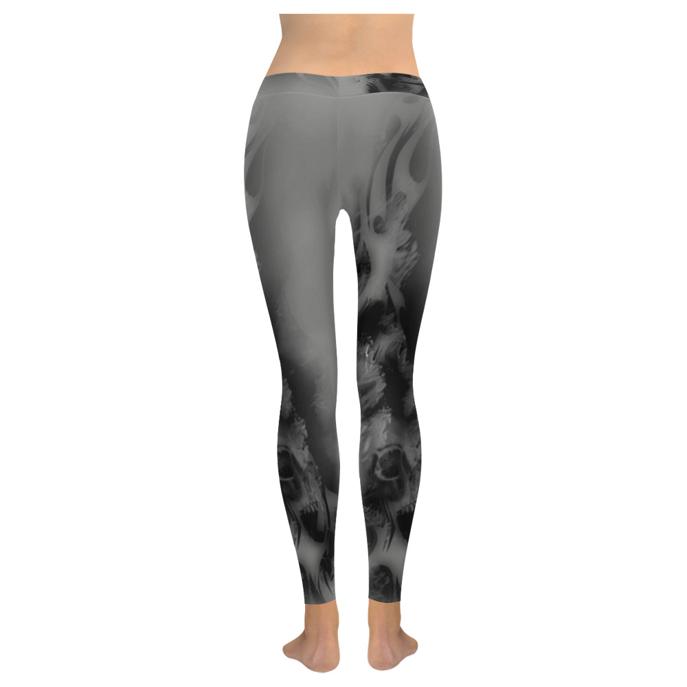 Gothic Skull Women's Low Rise Leggings (Invisible Stitch) (Model L05)