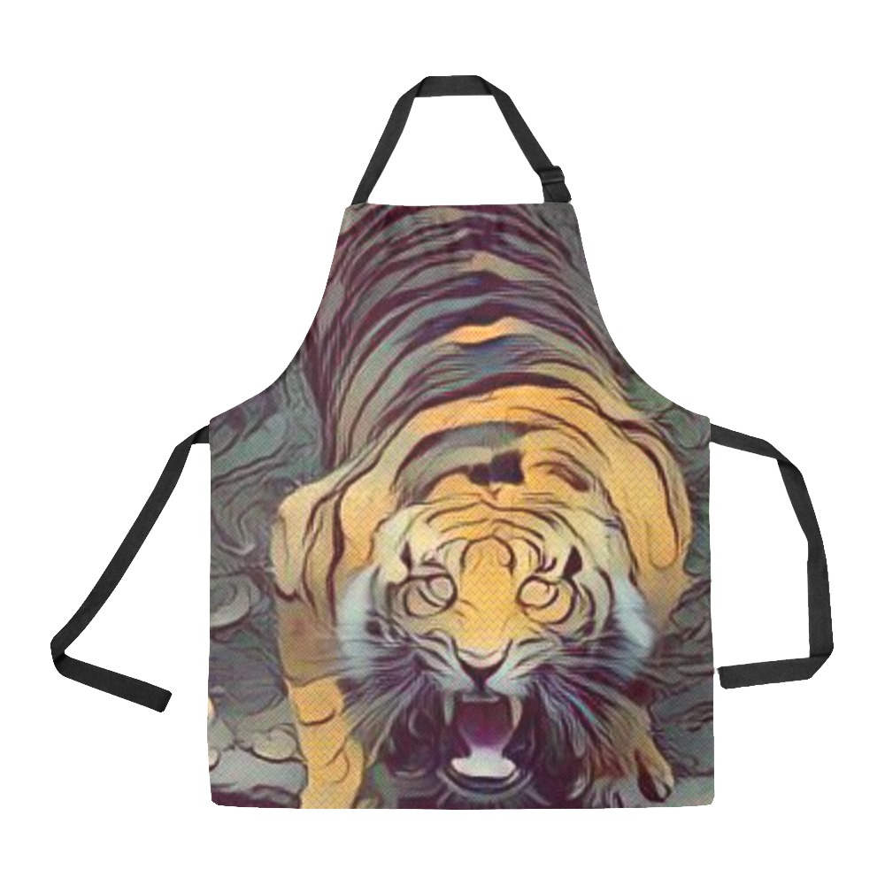 Tiger Color Painted Looking Up All Over Print Apron