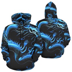 The Dragon Blue All Over Print Hoodie for Men (USA Size) (Model H13)