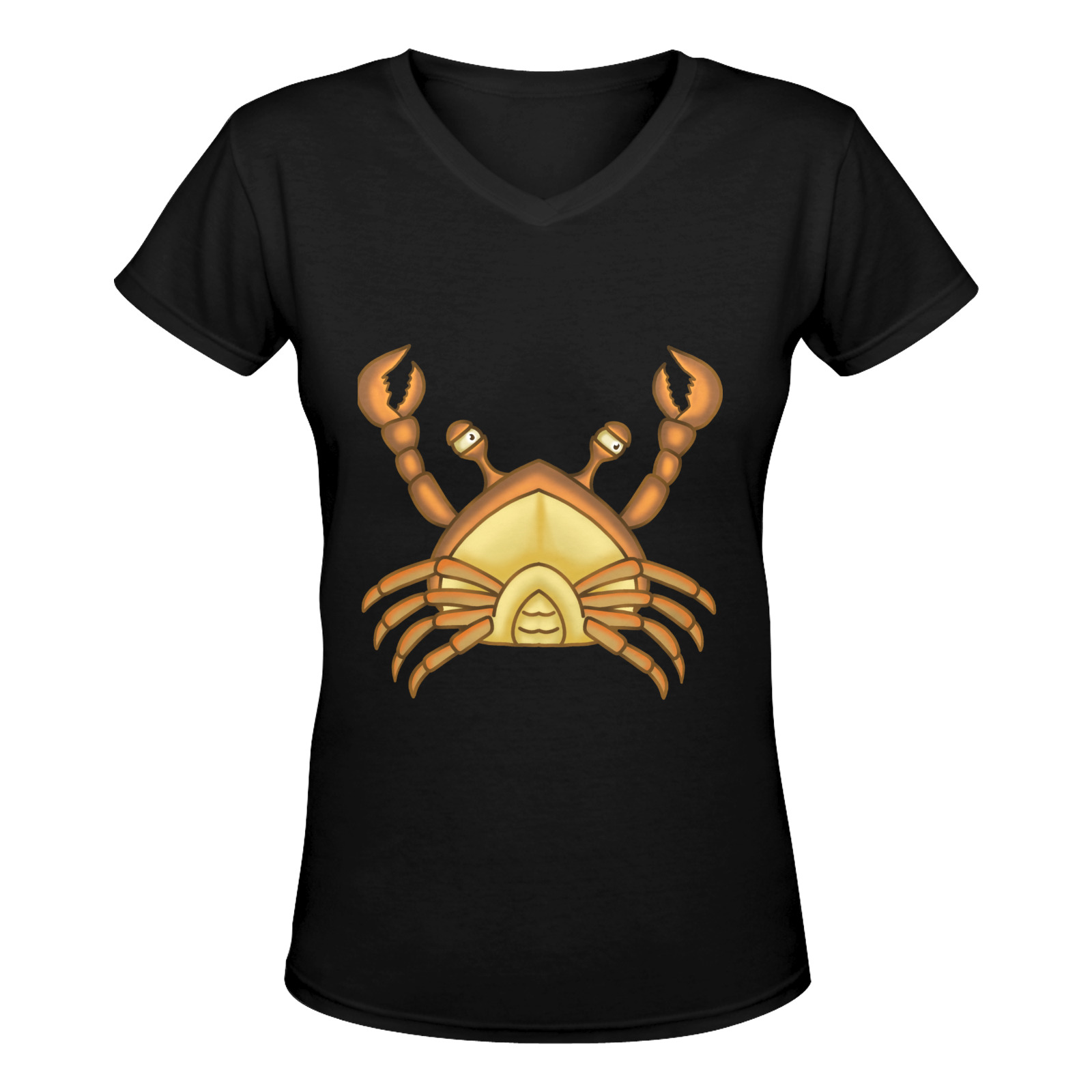 Ocean Claw Crab Cartoon Women's Deep V-neck T-shirt (Model T19)