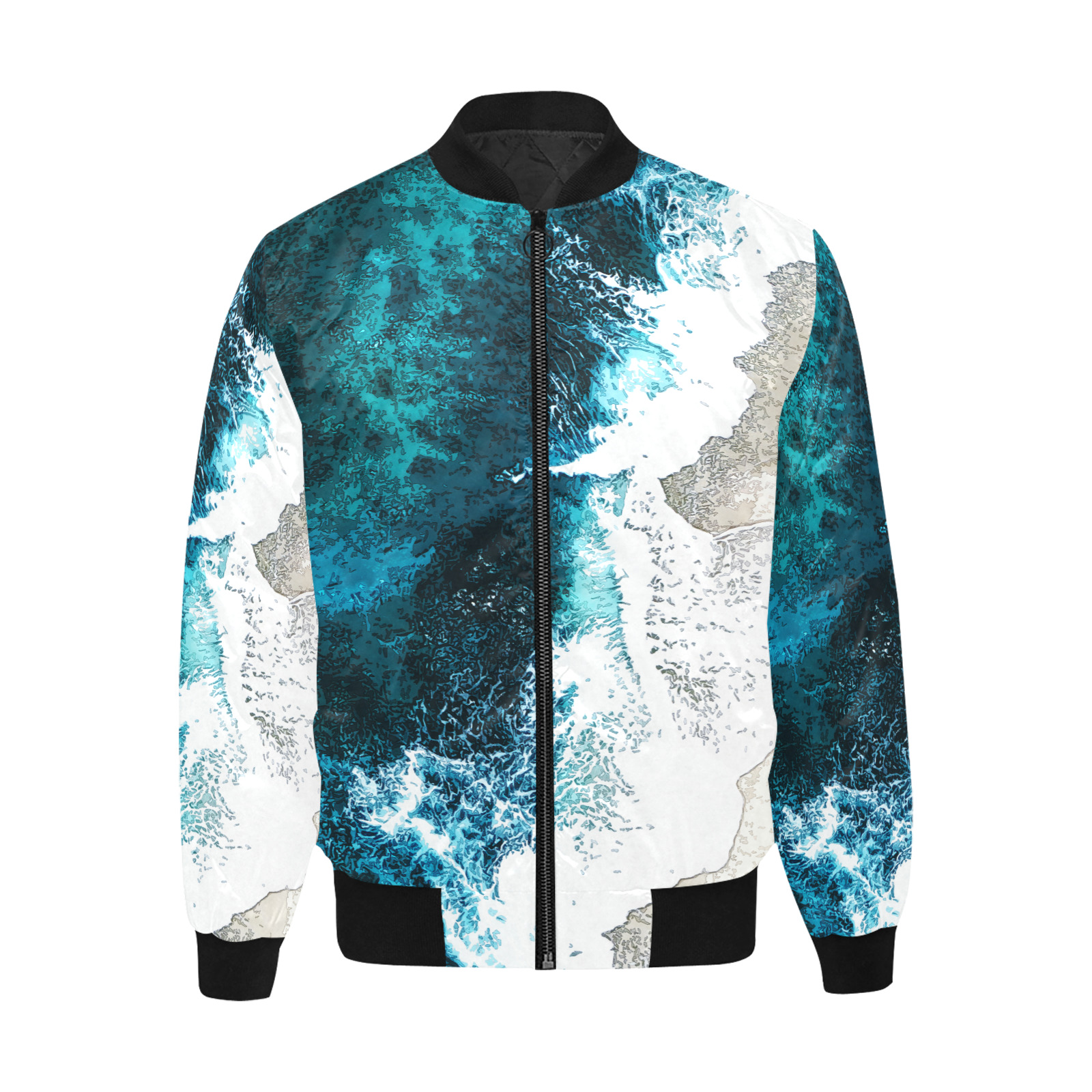 Ocean And Beach All Over Print Quilted Bomber Jacket for Men (Model H33)
