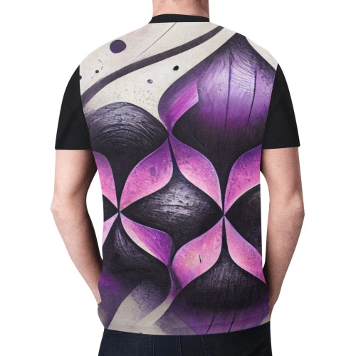 purple and cream pattern New All Over Print T-shirt for Men (Model T45)