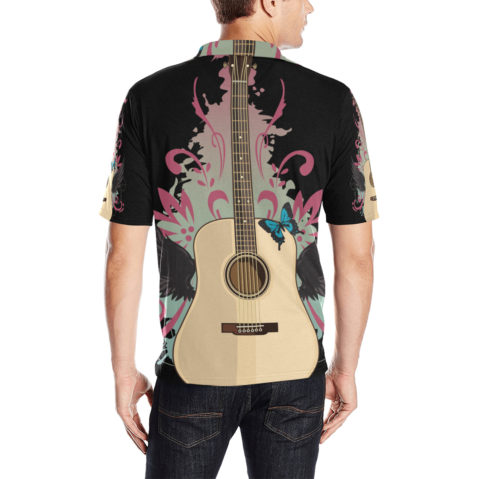 Guitar Vibes Men's All Over Print Polo Shirt (Model T55)