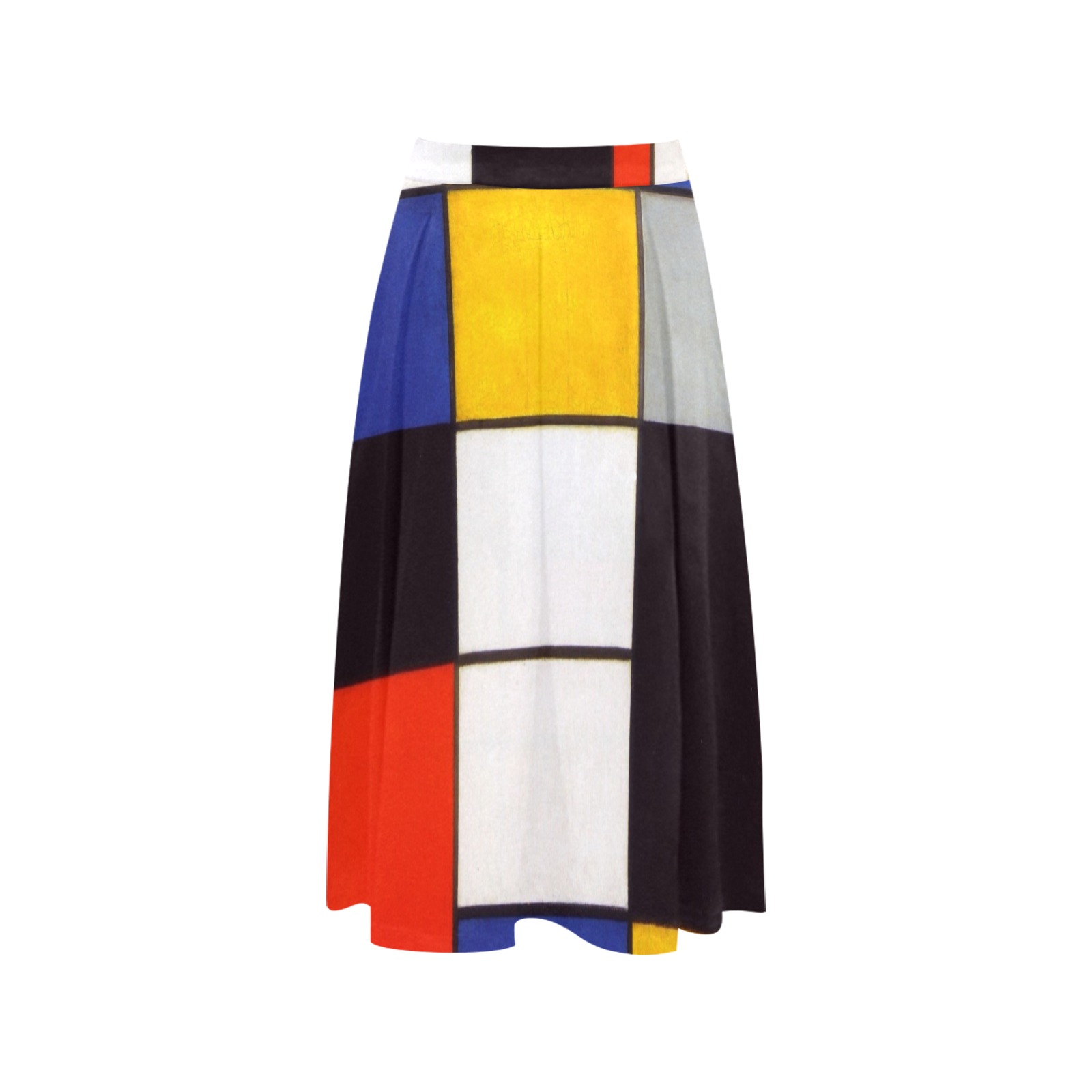 Composition A by Piet Mondrian Mnemosyne Women's Crepe Skirt (Model D16)