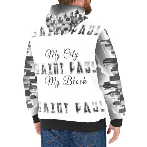 My City My Block Saint Paul White - Men's Long Sleeve Fleece Hoodie (Model H55)