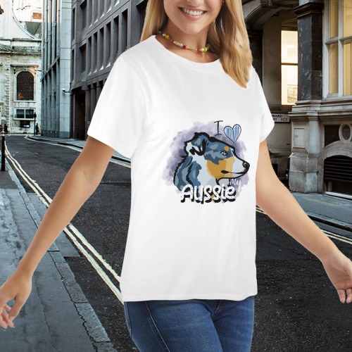 I Love My Aussie Women's T-Shirt in USA Size (Front Printing) (Model T78)