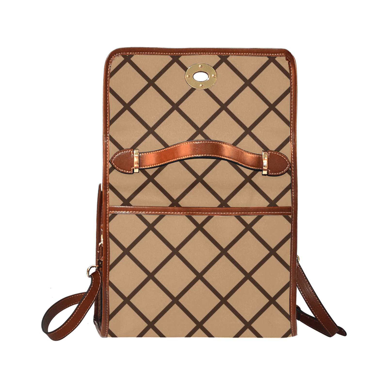 Geometric Abstract - Repper Waterproof Canvas Bag-Brown (All Over Print) (Model 1641)