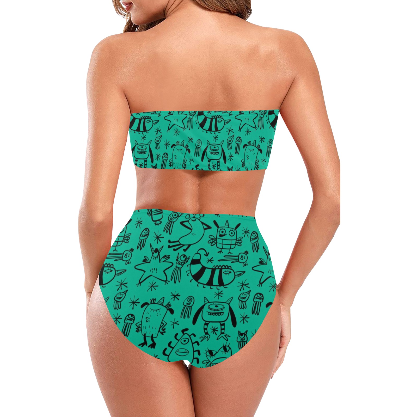 PATTERN MOSTRINI verde Chest Wrap Bikini Swimsuit (Model S36)