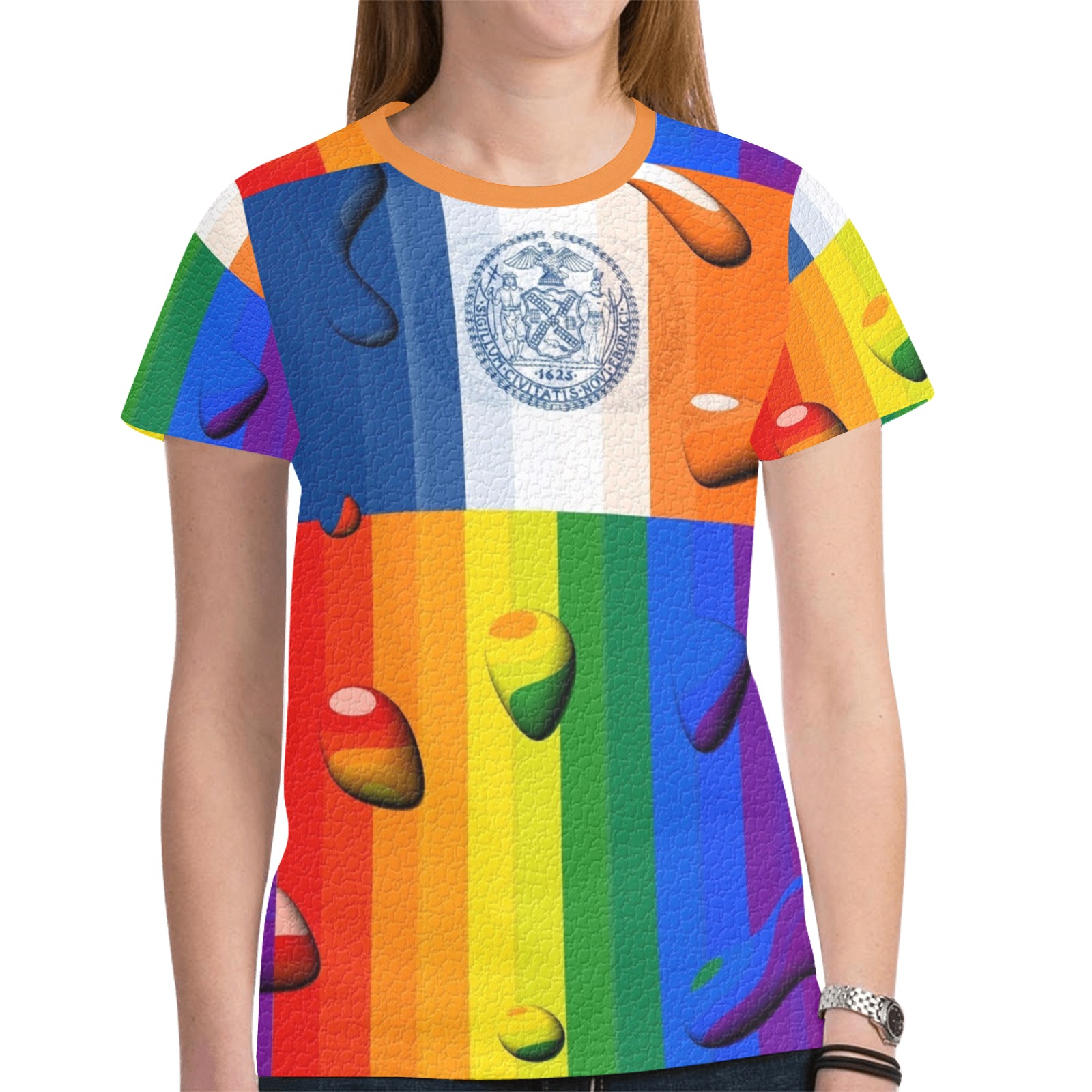 New York Pride Flag Pop Art by Nico Bielow New All Over Print T-shirt for Women (Model T45)