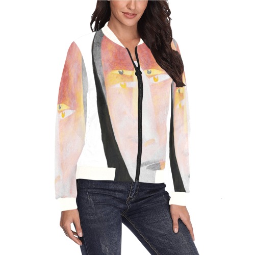 Designed by NUArty All Over Print Bomber Jacket for Women (Model H36)