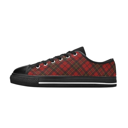 Red tartan plaid winter Christmas pattern holidays Women's Classic Canvas Shoes (Model 018)