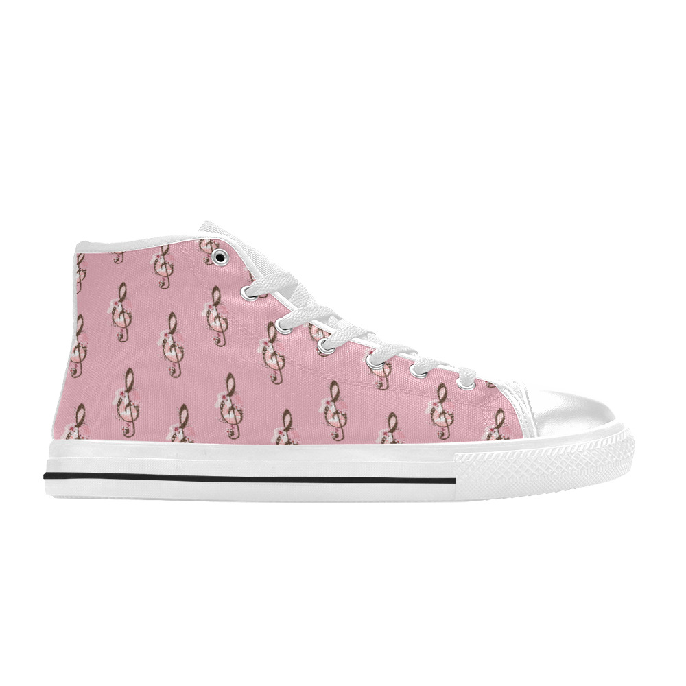 Cherry Blossom Music Women's Classic High Top Canvas Shoes (Model 017)