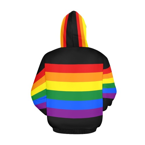 Gay Pride Rainbow Flag Stripes All Over Print Hoodie for Men (USA Size) (Model H13)