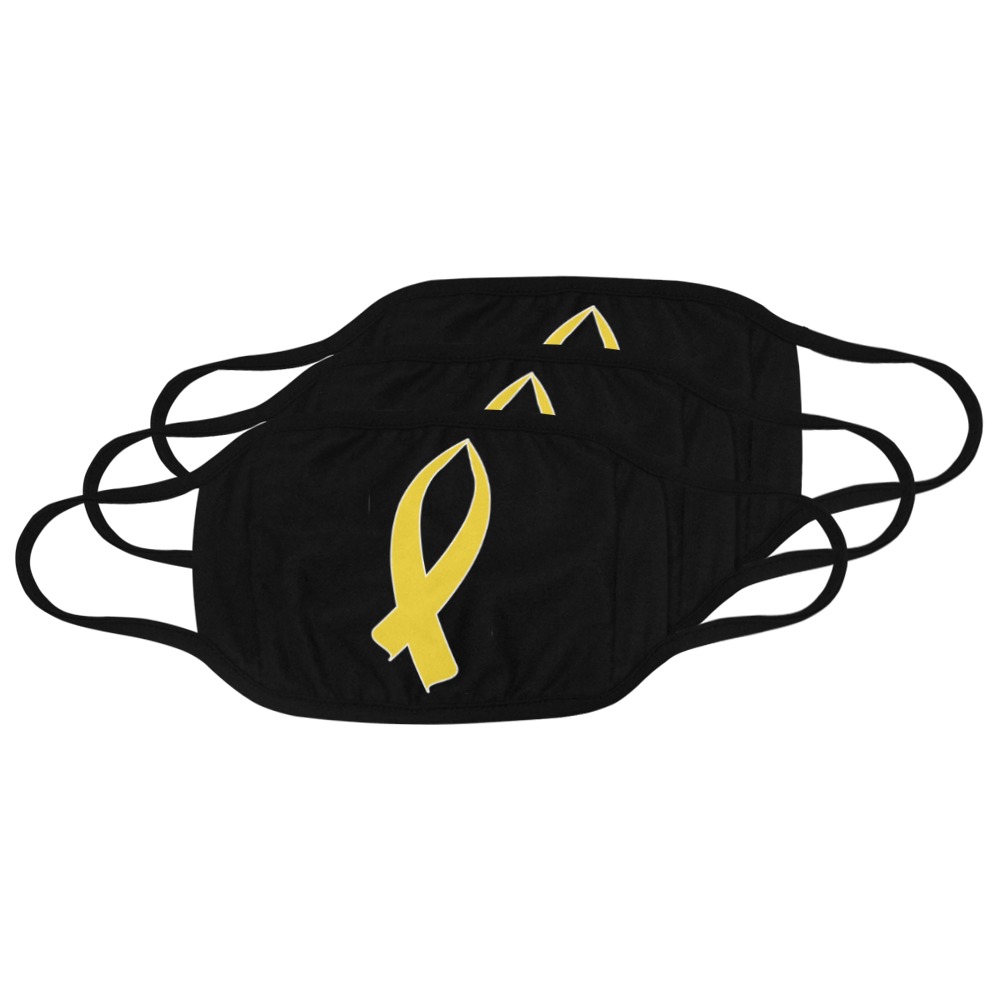 Awareness Ribbon (Gold) Mouth Mask (Pack of 3)