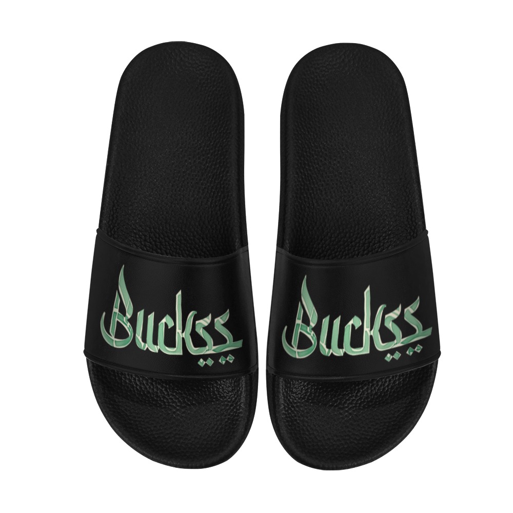 Buckss Womens Slides Moneyline Black Women's Slide Sandals (Model 057)