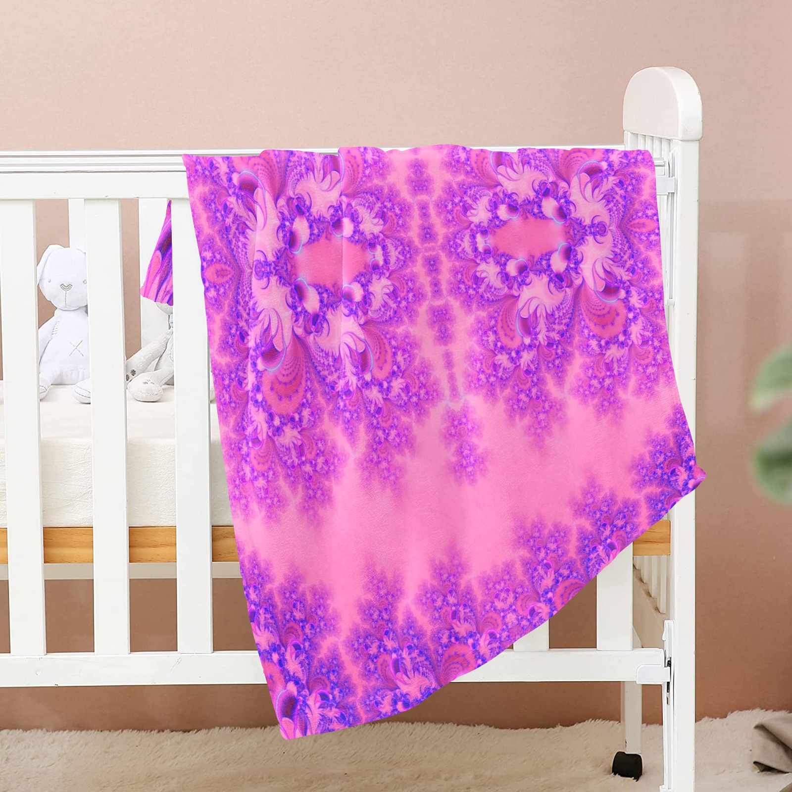 Purple and Pink Hydrangeas Frost Fractal Baby Blanket 40"x50"