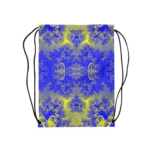 Sunlight and Blueberry Plants Frost Fractal Medium Drawstring Bag Model 1604 (Twin Sides) 13.8"(W) * 18.1"(H)