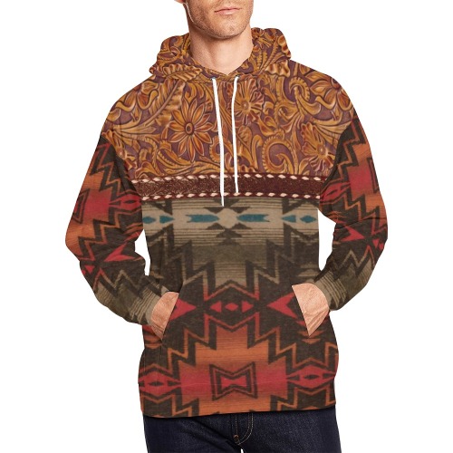 AOP Adult Tooled Leather Southwest Hoodie All Over Print Hoodie for Men (USA Size) (Model H13)