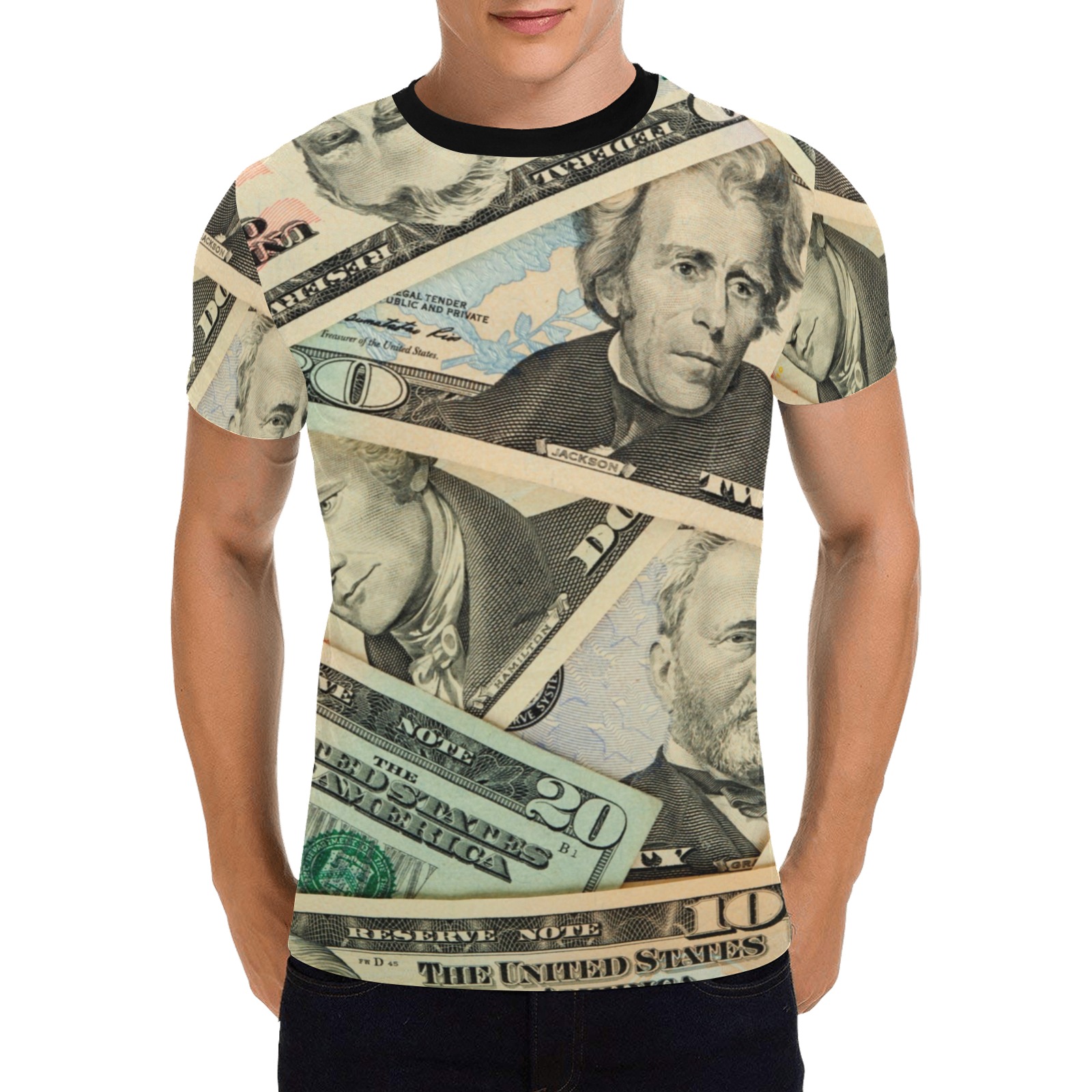 US PAPER CURRENCY Men's All Over Print T-Shirt with Chest Pocket (Model T56)