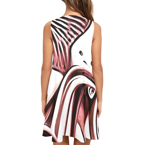 abstract graffiti style Sleeveless A-Line Pocket Dress (Model D57)