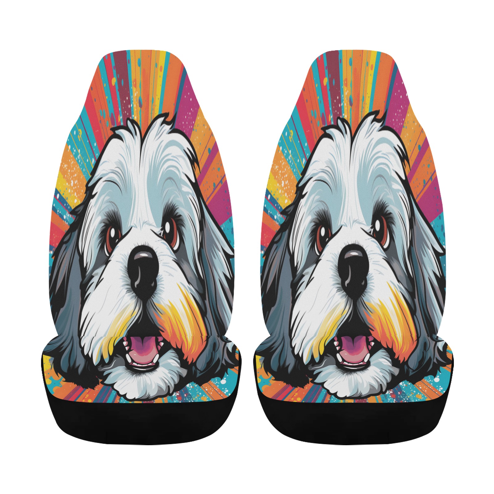 Lhasa Apso Pop Art Car Seat Cover Airbag Compatible (Set of 2)