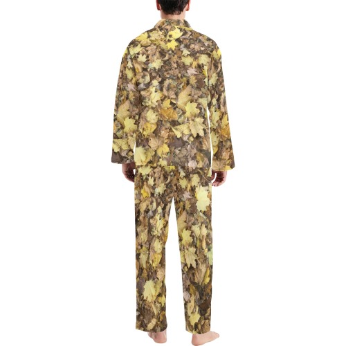 Autumn yellow leaves Men's V-Neck Long Pajama Set