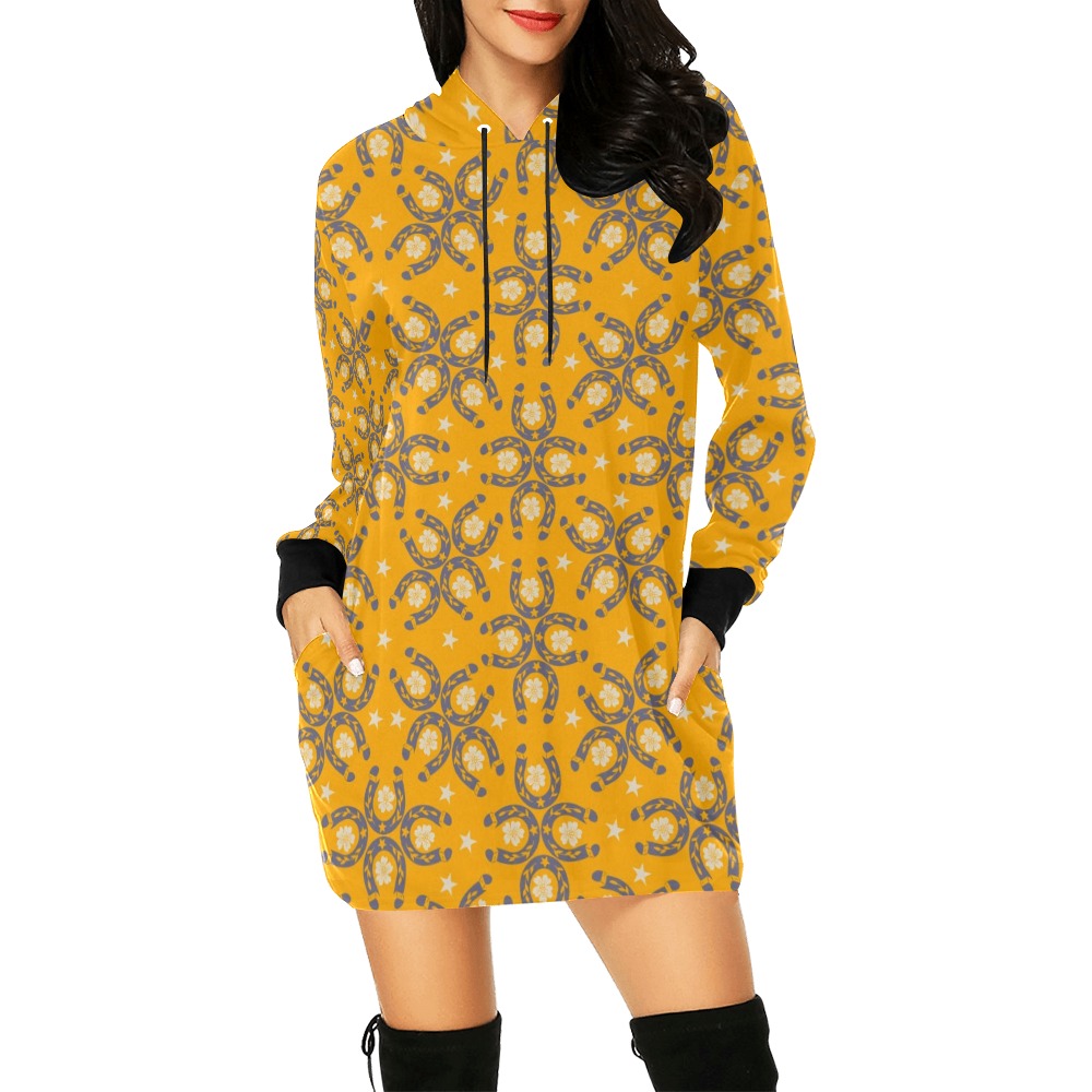 Lucky horseshoes-02 All Over Print Hoodie Mini Dress (Model H27)
