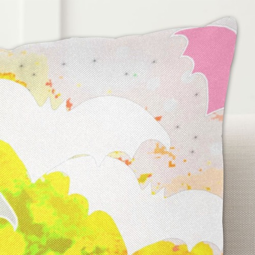 Bats In Flight Pastel Yellow Linen Zippered Pillowcase 18"x18"(Two Sides&Pack of 2)